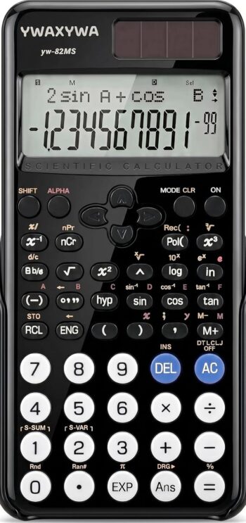 240-Function Scientific Calculator | 2-Line Display | Slide-On Hard Cover | Ideal for Secondary School, GCSE, KS3 & Maths/Science Exams | YWAXYWA YW-82MS